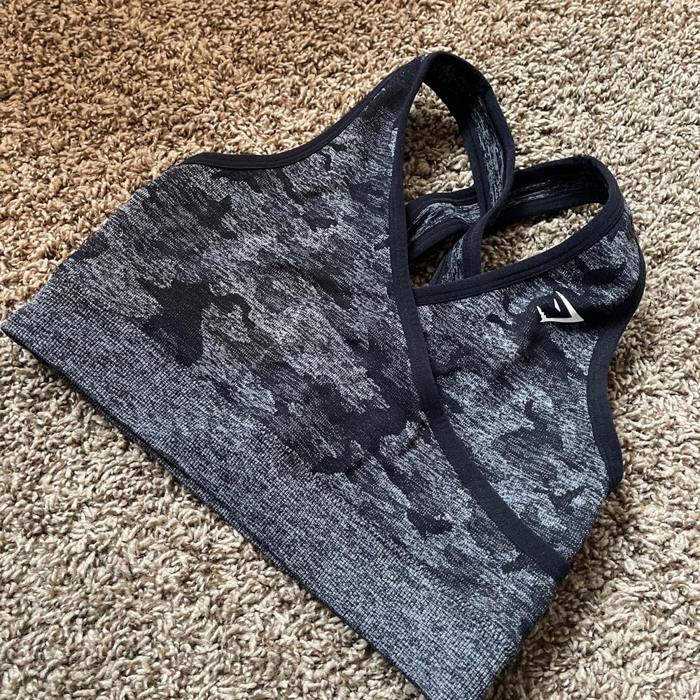 Gymshark Camo Seamless Black Bra